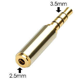 Перехідник адаптер металевий Alitek 3.5 мм Male 4 пін — 2.5 мм Female Silver/Gold, фото 3