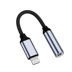 Кабель перехідник для навушників Lightning - 3.5 мм Jack Alitek Premium Grey, нейлон, фото 2