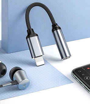 Кабель перехідник для навушників Lightning - 3.5 мм Jack Alitek Premium Grey, нейлон, фото 2