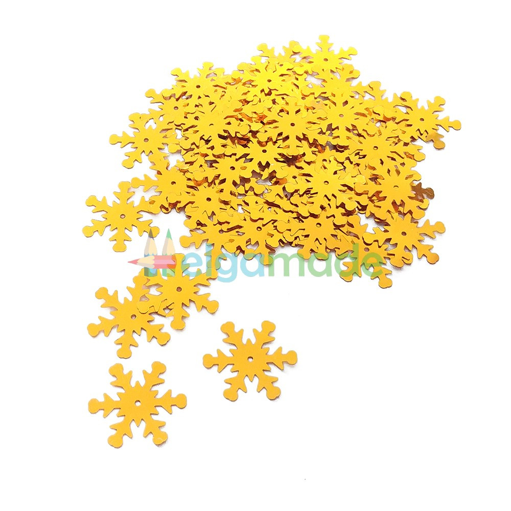 Паєтки СНІЖИНКИ, золото, 25 мм, 5 м, фото 1