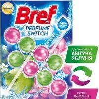 Очищающий блок для туалета бреф Bref Perfume Switch Смена аромата, Яблоко-Лотос, 2*50 г шарики