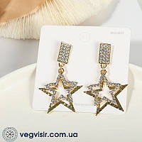 Очаровательные модные серьги звёздочки звезда серьги-гвоздики стильные сережки камни креативные