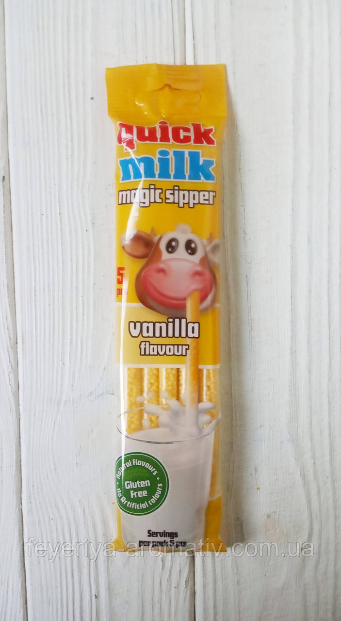 Трубочки для молока со вкусом ванили Quick Milk Magic Sipper 5 шт * 6 г ...
