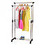 Стійка вішалка для одягу Mini підлогова металева на колесах для будинку телескопічна пересувна подвійна, фото 3