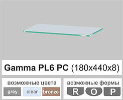 Скляна поличка настінна навісна прямокутна Commus PL6 PC (180х440х8мм)