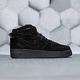 Зимові кросівки Nike Air Force чоловічі чорне хутро, фото 3
