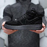 Зимові кросівки Nike Air Force чоловічі чорне хутро, фото 6