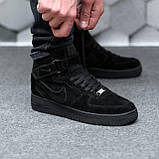 Зимові кросівки Nike Air Force чоловічі чорне хутро, фото 7