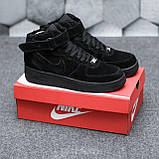 Зимові кросівки Nike Air Force чоловічі чорне хутро, фото 8