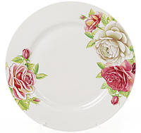 Набор 6 фарфоровых обеденных тарелок "Чайная роза" Ø23см