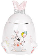 Банка керамическая "Веселый кролик с цветами" 450мл с объемным рисунком