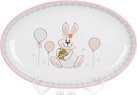 Блюдо сервировочное керамическое Веселый кролик овальное 29х18.5см