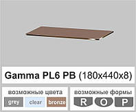 Стеклянные полки настенные навесные прямоугольные Commus PL6 PB (180х440х8мм)