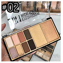 DoDo Girl 2in1 Eyeshadow Highlighter палетка для макіяжу 8 тіней + 2халайтера D4061/02 (уцінка!), фото 3
