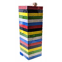 Гра настільна "Дженга" кольорова з кубиком (54 бруска)(22х7,5х7,5 см)