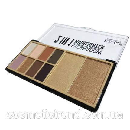 DoDo Girl 2in1 Eyeshadow Highlighter палетка для макіяжу 8 тіней + 2халайтера D4061/03 (уцінка!), фото 1