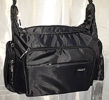 Сумка жіноча тканинна з кишенями спортивна на плече чорна фабрична Dolly 657, фото 2