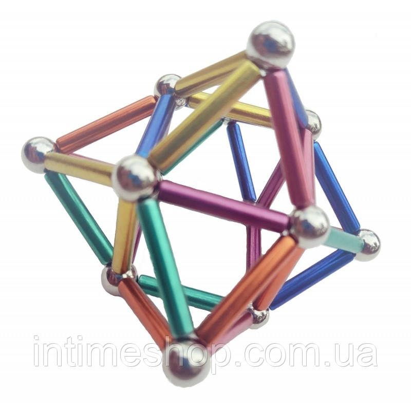 Неокуб магнитные шарики Neo MIX COLOR (36 цветных палочек и 24 шарика-металлик) магнитный конструктор (TI) - фото 3 - id-p1297168618