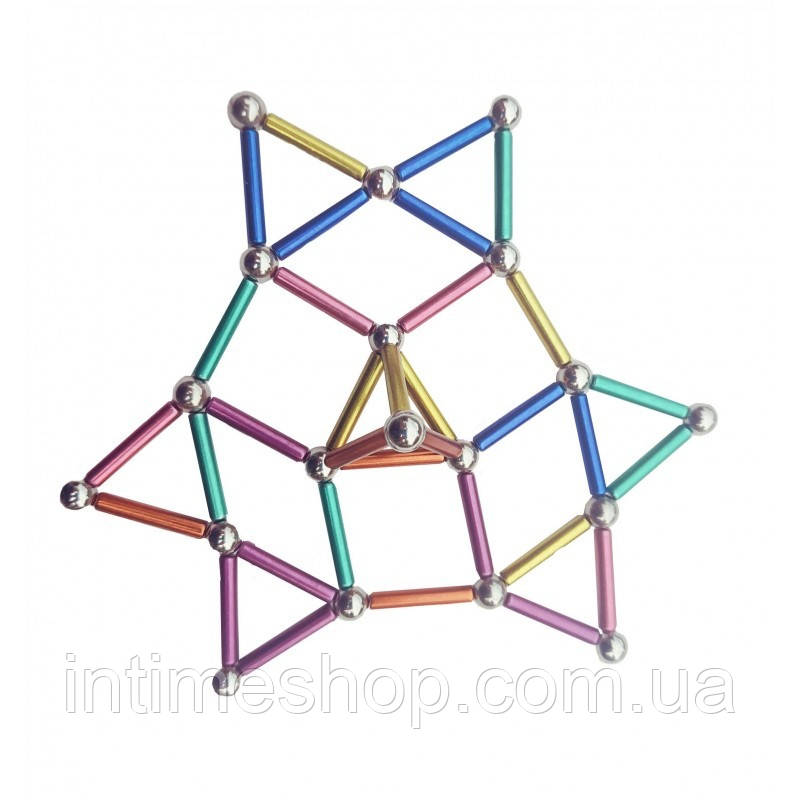 Неокуб магнитные шарики Neo MIX COLOR (36 цветных палочек и 24 шарика-металлик) магнитный конструктор (TI) - фото 4 - id-p1297168618