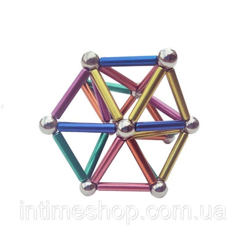 Неокуб магнитные шарики Neo MIX COLOR (36 цветных палочек и 24 шарика-металлик) магнитный конструктор (TI) - фото 9 - id-p1297168618