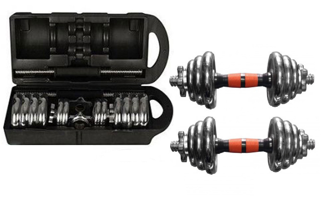 Гантелі розбірні сталеві хромовані 15кг, фото 1