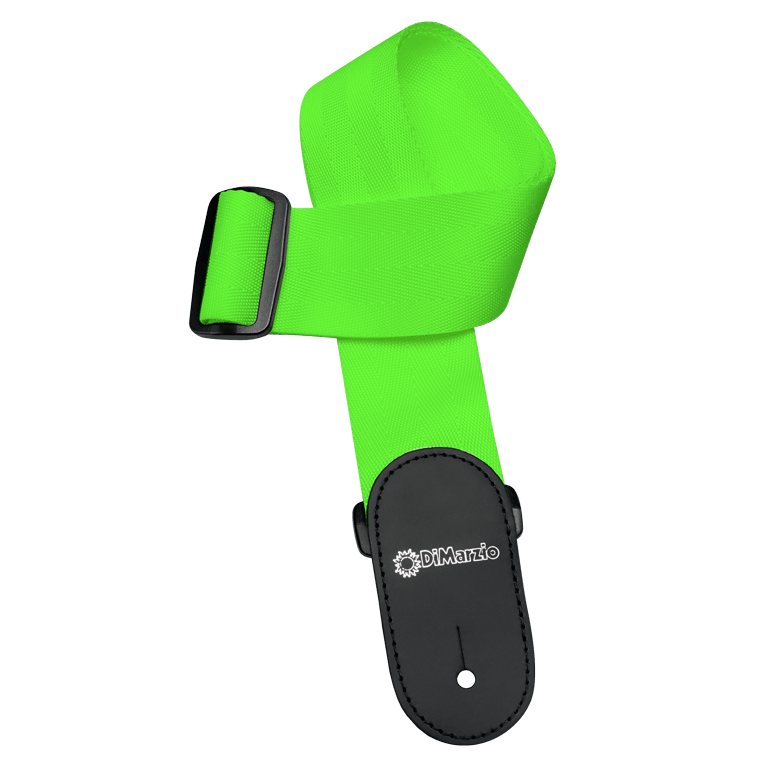 Гітарний ремінь DIMARZIO NYLON WITH LEATHER ENDS (NEON GREEN)