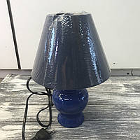 Настольная лампа керамическая Е14, H-29cм, синяя с абажуром