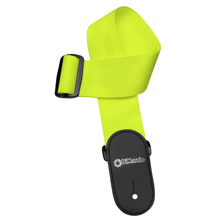 Гітарний ремінь DIMARZIO NYLON WITH LEATHER ENDS (NEON YELLOW), фото 1