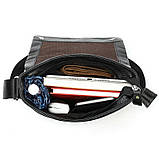 Чоловіча сумка через плече Натуральна шкіра Барсетка Чоловіча шкіряна сумка для документів планшет Чорна, фото 9