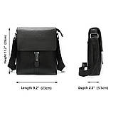 Чоловіча сумка через плече Натуральна шкіра Барсетка Чоловіча шкіряна сумка для документів планшет Чорна, фото 5