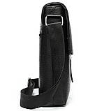 Чоловіча сумка через плече Натуральна шкіра Барсетка Чоловіча шкіряна сумка для документів планшет Чорна, фото 4