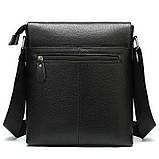 Чоловіча сумка через плече Натуральна шкіра Барсетка Чоловіча шкіряна сумка для документів планшет Чорна, фото 3