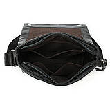 Чоловіча сумка через плече Натуральна шкіра Барсетка Чоловіча шкіряна сумка для документів планшет Чорна, фото 8