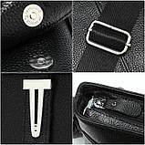 Чоловіча сумка через плече Натуральна шкіра Барсетка Чоловіча шкіряна сумка для документів планшет Чорна, фото 6