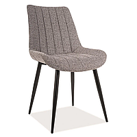 Мягкий кухонный стул Signal Zoom с обивкой из ткани серого цвета модерн на металлических ножках