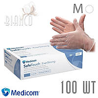 Рукавички вінілові Medicom™ (1129 B) БЕЗ ПУДРИ (100 шт) Clear. Розмір: M