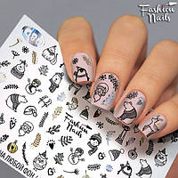 Новогодние наклейки для ногтей Дед Мороз Олень Белый Медведь Зимние слайдеры для дизайна ногтей Fashion Nails