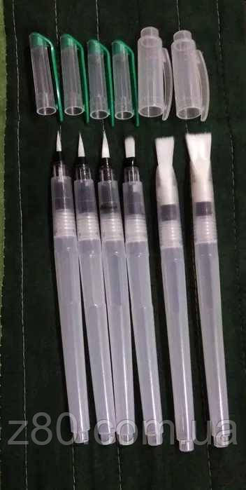 Набір пензликів з резервуаром Water Brush 6 шт нейлонові кисті, фото 2
