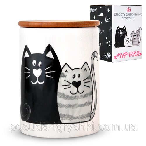 6028-19 Ємність для сипучих продуктів 850 мл 'Мурчики', фото 1
