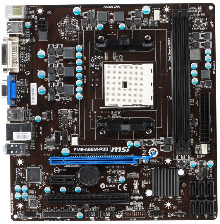 Плата під AMD Socket FM2 GIGABYTE GA-F2A55M-S1 Rev1.0 на DDR3 Підтримує до A10-6800k FM2, фото 1