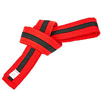 Пояс для кимоно двухцветный красно-черно-красный BO-7265 , 220 см