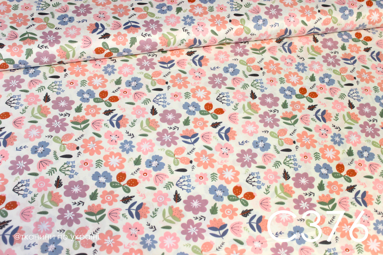 Тканина сатин Яскраві рожеві квіти