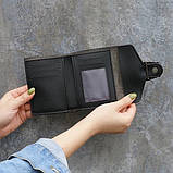 Жіночий класичний гаманець 186 рептилія з темною підковою чорний, фото 3