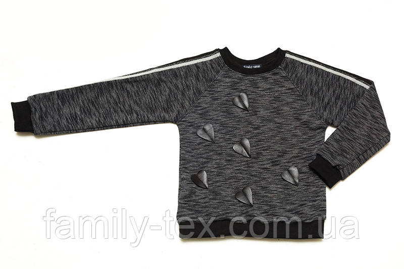 Реглан для дівчинки утеплений SmileTime Skin Heart, темно-синій, фото 1