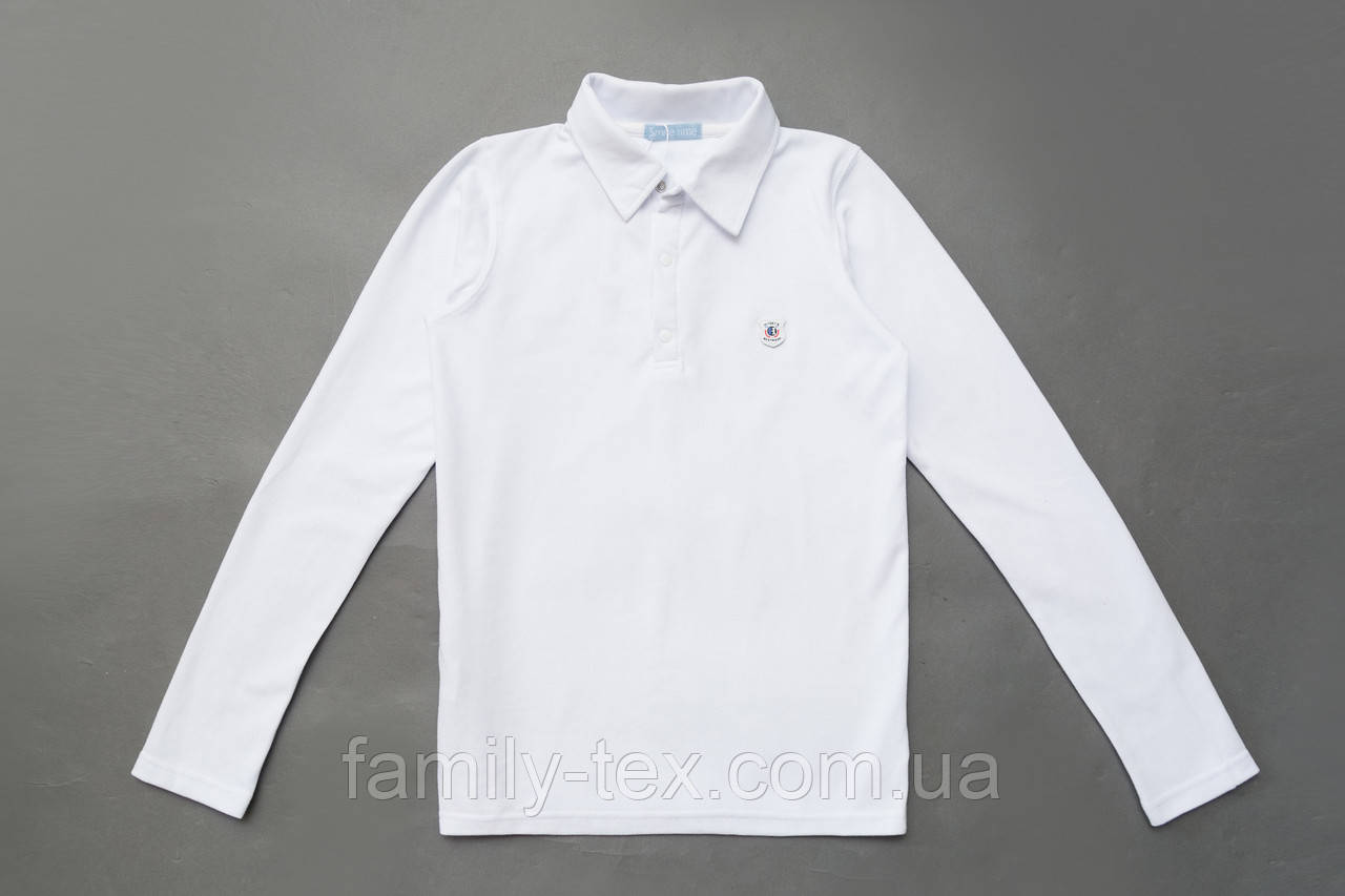 Біле поло для хлопчика з довгим рукавом Смайл Тайм SmileTme, Classic, фото 1