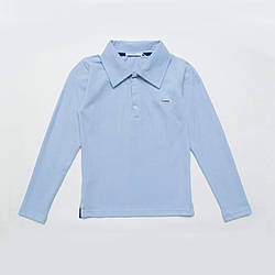 Сорочка поло з довгим рукавом для хлопчика, блакитне, розміри 122 — 146