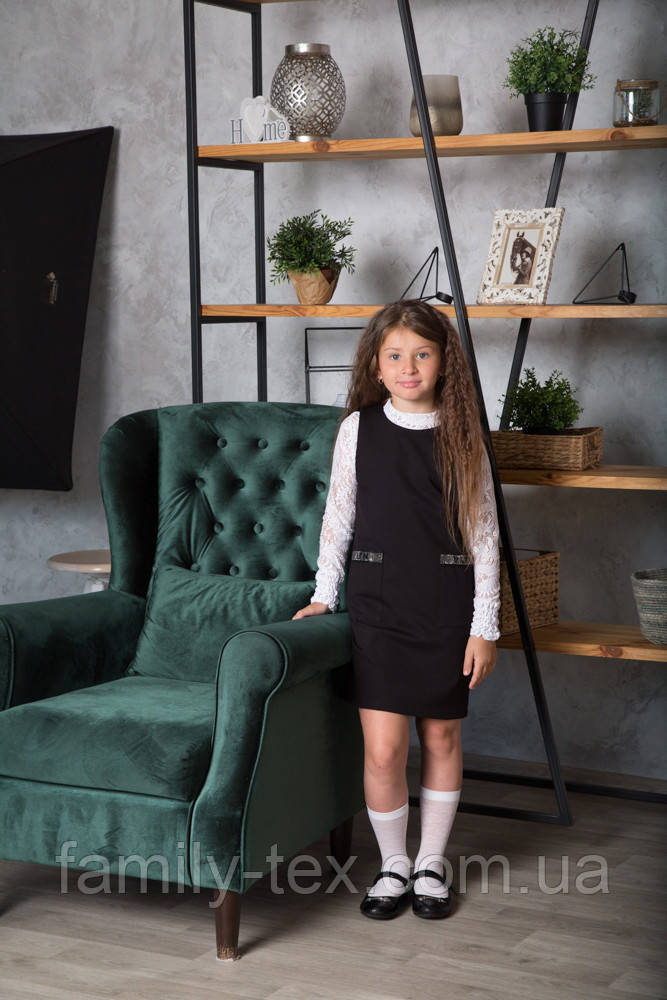 Сарафан для дівчинки чорний шкільний SmileTime Valentino, фото 1