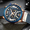 Чоловічий годинник з Хронографом і Секундоміром Curren 8329 Blue-Gold, фото 5