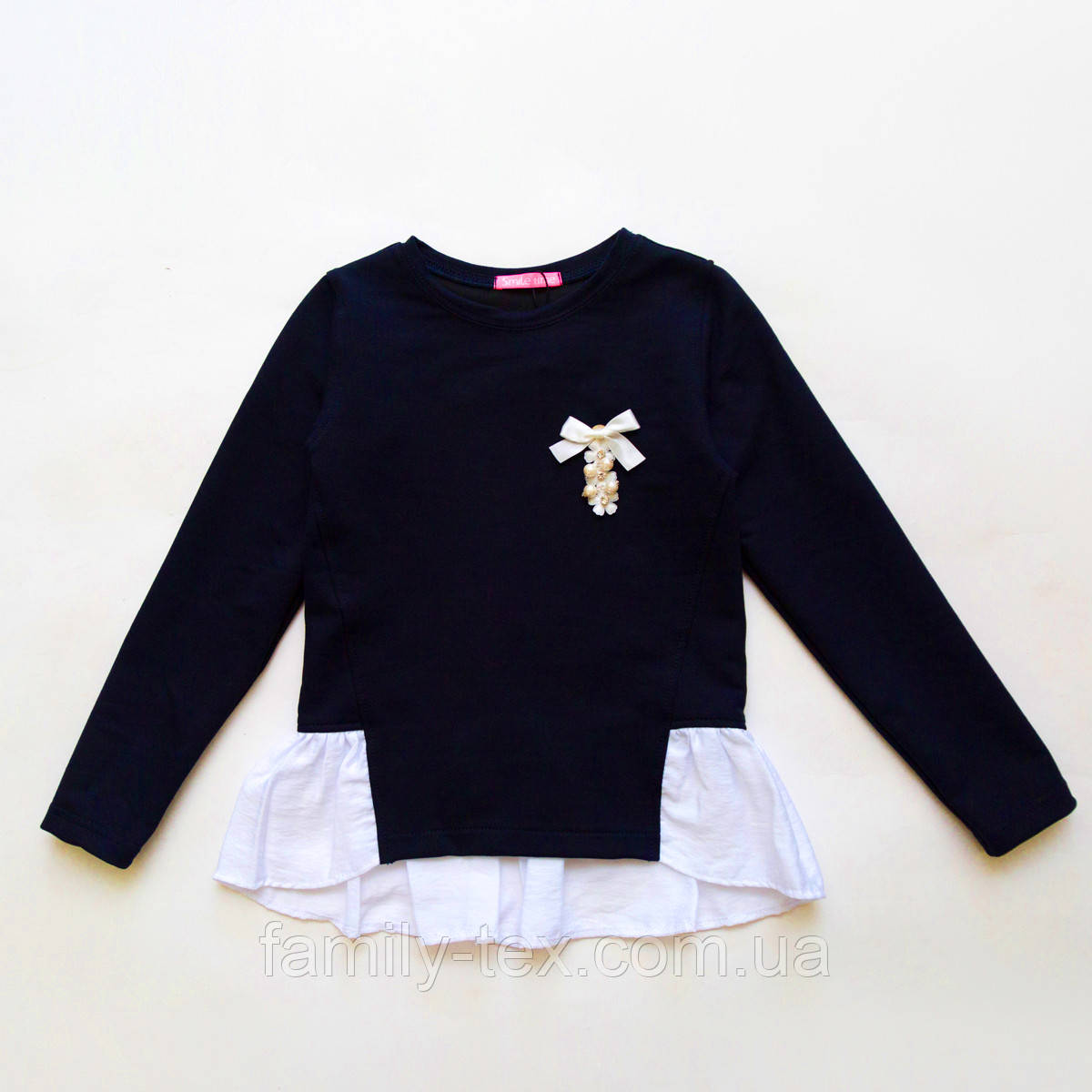 Кофта для дівчинки SmileTime Schoolgirl, темно-синій з білим, фото 1