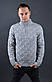 Чоловічий теплий светр із коміром на блискавці сірий Туреччина 7172, фото 4